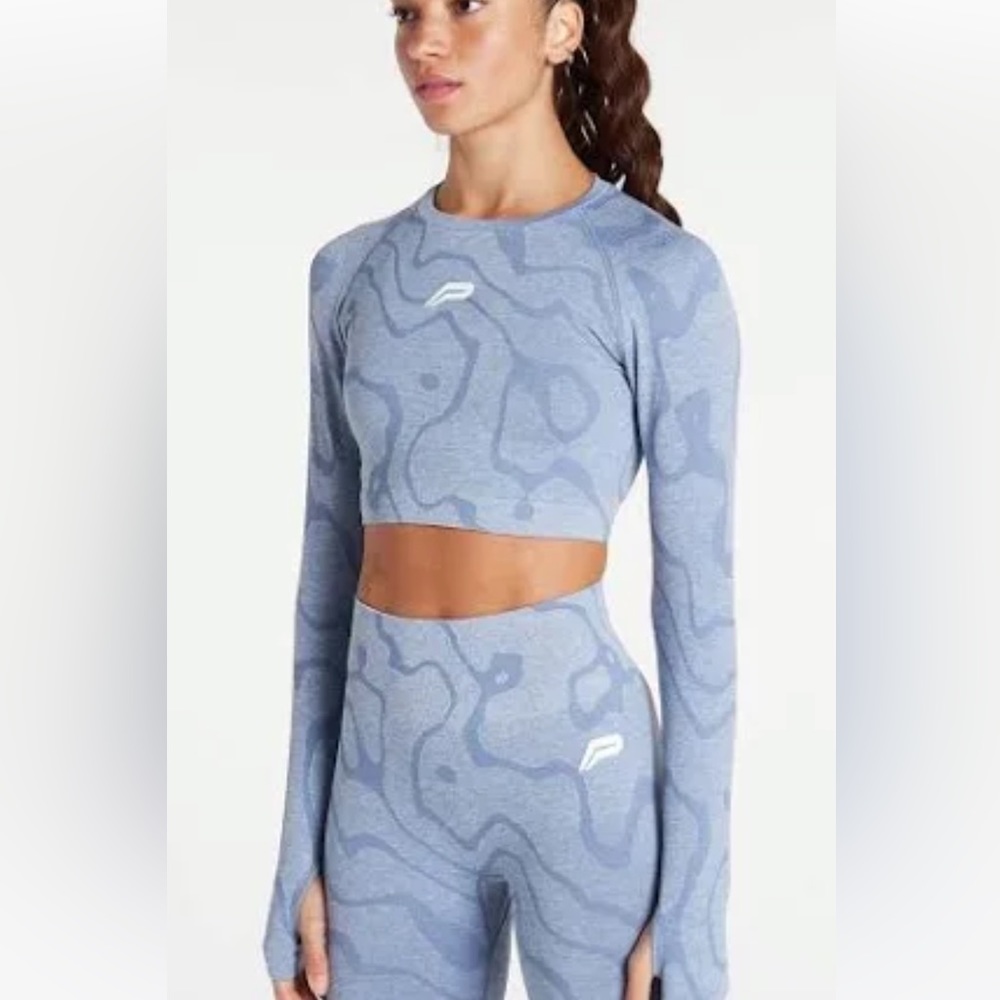 PURSUE FITNESS SEAMLESS LONG SLEEVE CROP TOP